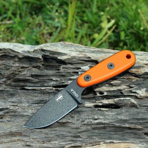 ESEE Izula Black Fixed Blade Knife w/ Orange G10 Handles and Molded Polymer Sheath